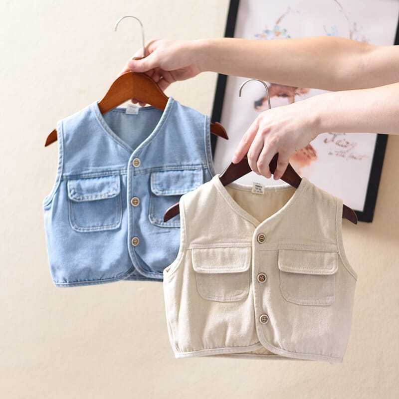Áo Khoác Denim Không Tay Phong Cách Hàn Quốc Thời Trang Xuân Thu Dành Cho Bé Trai