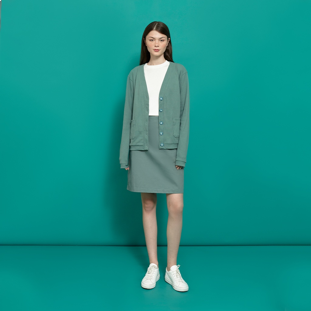 Andabove - Áo khoác Cardigan nữ cổ V có túi - V-neck Cardigan - Màu Xanh/Xám/Nâu/Babyblue | BigBuy360 - bigbuy360.vn