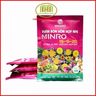 Phân bón NPK Minro 15-5-20 ra hoa ra trái nuôi hoa nuôi trái 200gr