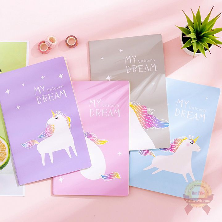 Vở sổ ghi chú kẻ ngang 30 trang đẹp hình kỳ lân unicorn dễ thương cute