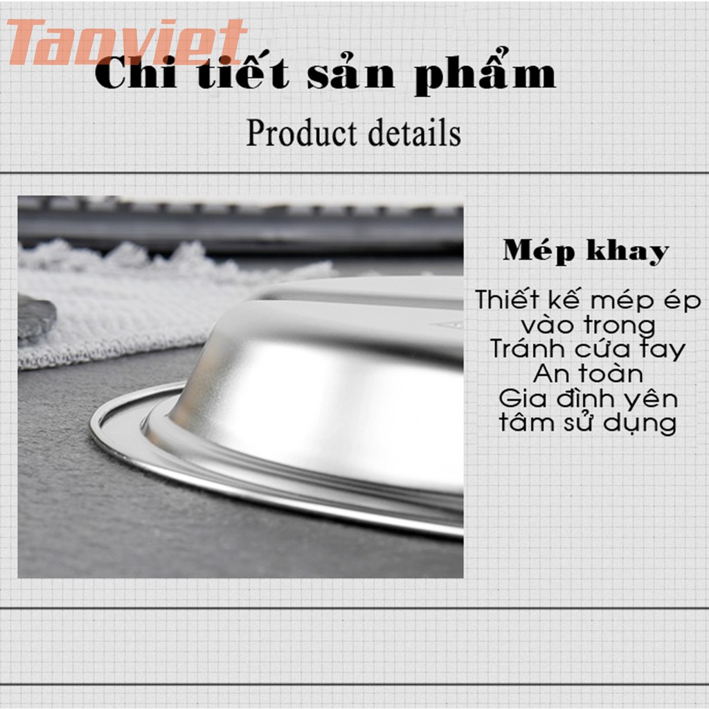 Khay Cơm Phần KHÔNG NẮP ĐẬY Hình Tròn bằng Inox Cao Cấp Khay cơm 3 ngăn cho trẻ em học sinh công nhân viên  - Taoviet