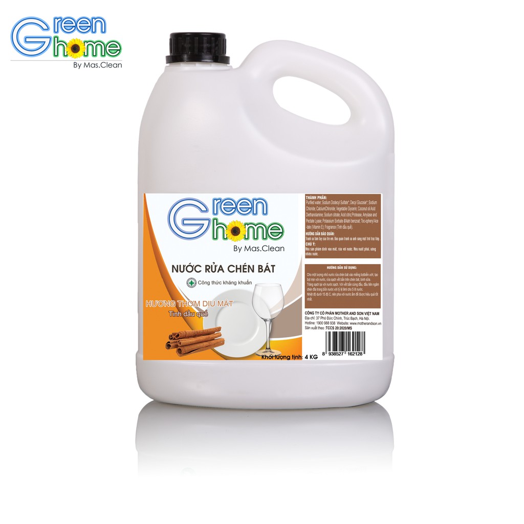 Nước rửa chén hữu cơ GreenHome - can 3.8L