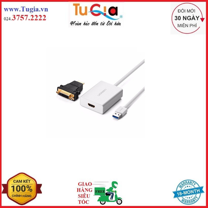 [Mã SKAMPUSHA7 giảm 8% đơn 250k]Bộ chuyển đổi USB 3.0 sang HDMI chính hãng UGREEN 40229 - Hàng Chính Hãng