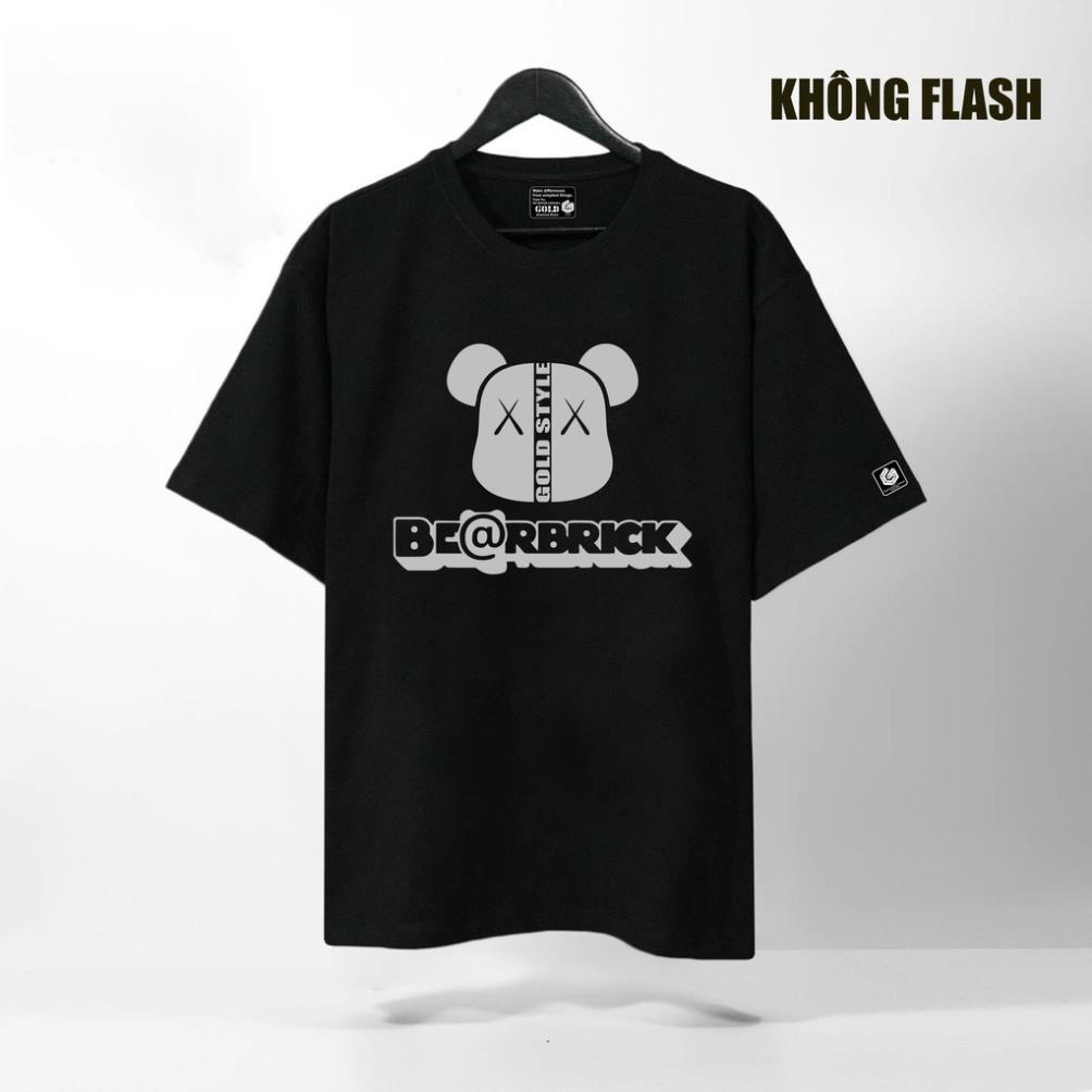 Áo Thun Tay Lỡ Bearbrick Phản Quang Bạc, Form rộng oversize, áo phông unisex, chất liệu Cotton - KKIM Shop