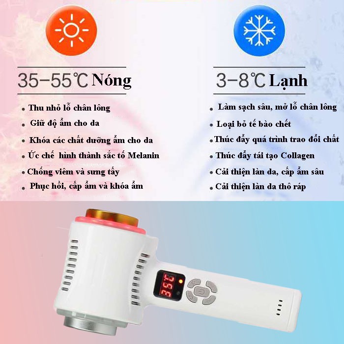 Búa điện di tinh chất nóng lạnh- máy truyền dưỡng chất- Màn hình hiển thị LCD tinh thể lỏng công nghệ cao