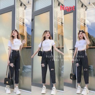 🌀Quần Baggy Jeans Nữ Rách 2Ô