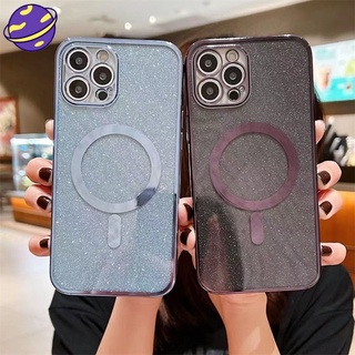 Ốp Điện Thoại Mềm Trong Suốt Mạ Điện Từ Tính Chống Sốc Cho IPhone 12 13 Pro MAX 13 Mini
