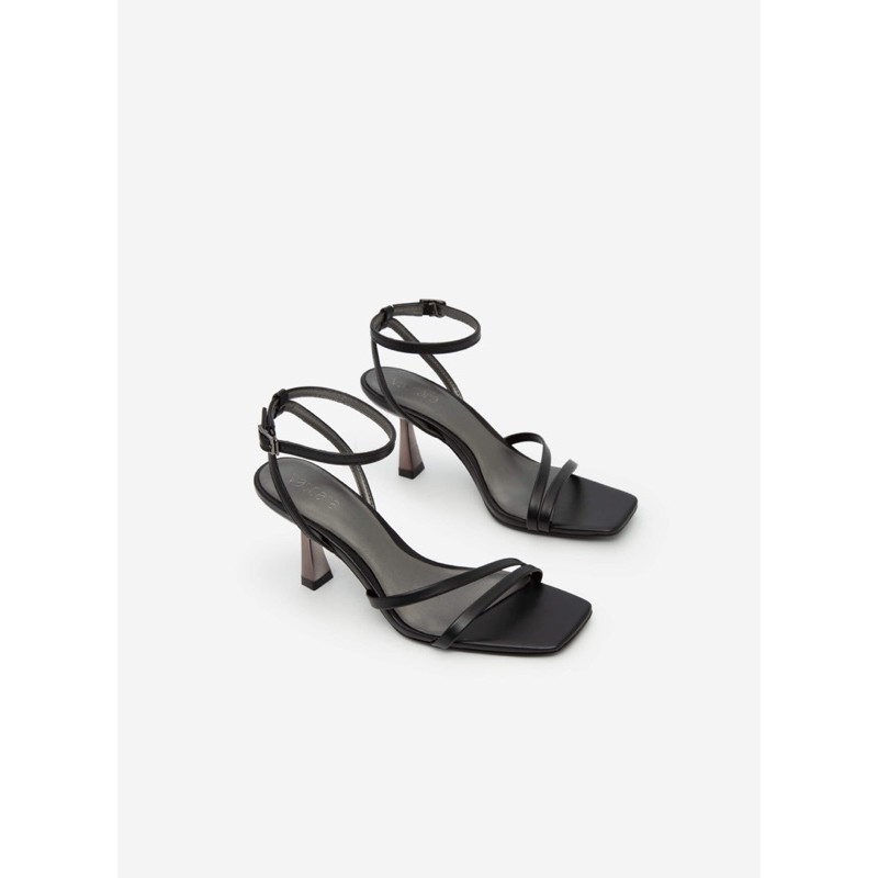 Giày Sandal Ankle Strap Gót Trụ Metallic VASCARA - SDN 0694 - Màu Đen