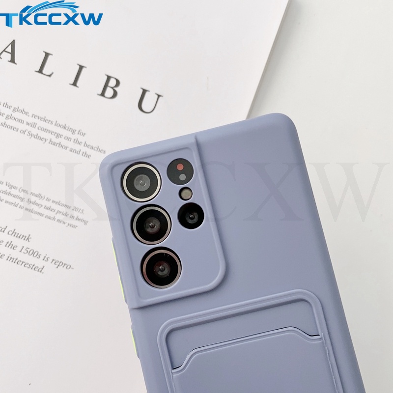 Ốp điện thoại silicon mềm siêu mỏng có ngăn thẻ cho Samsung Galaxy Note 20 S20 S21 Ultra S20 S21 Plus