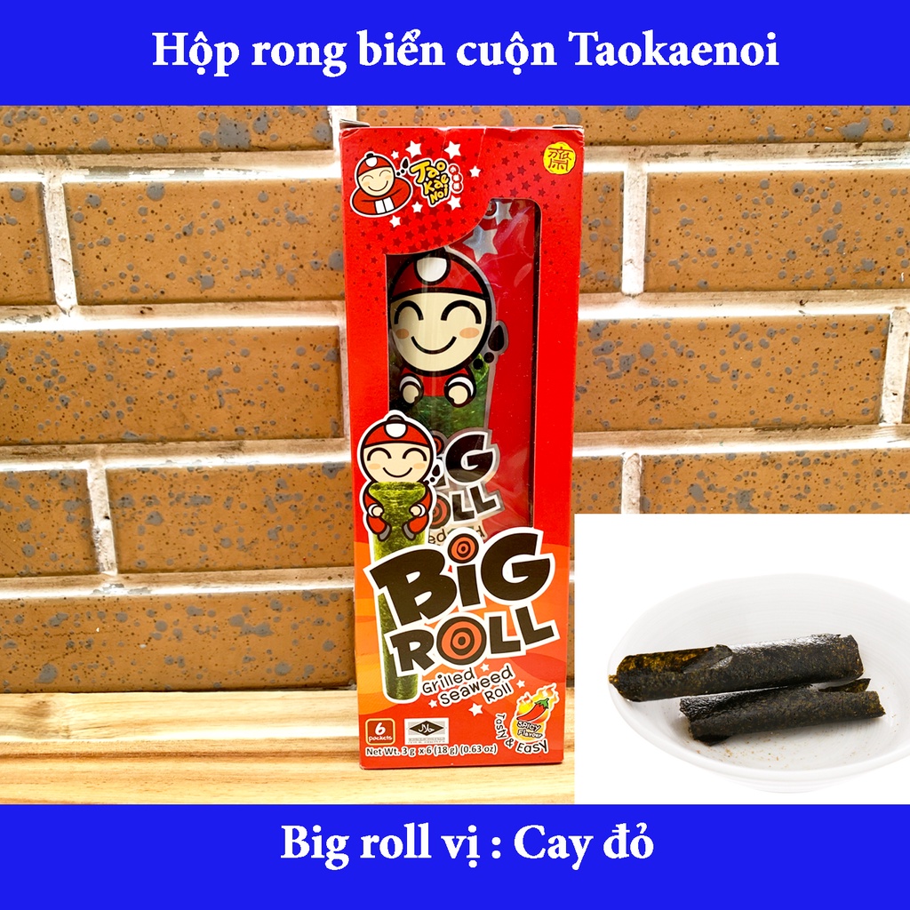(hsd 2023) (Hộp 6 cuộn) Rong biển ăn liền Cậu Chủ TaoKaeNoi BIG ROLL, 3g/ 1cuộn.