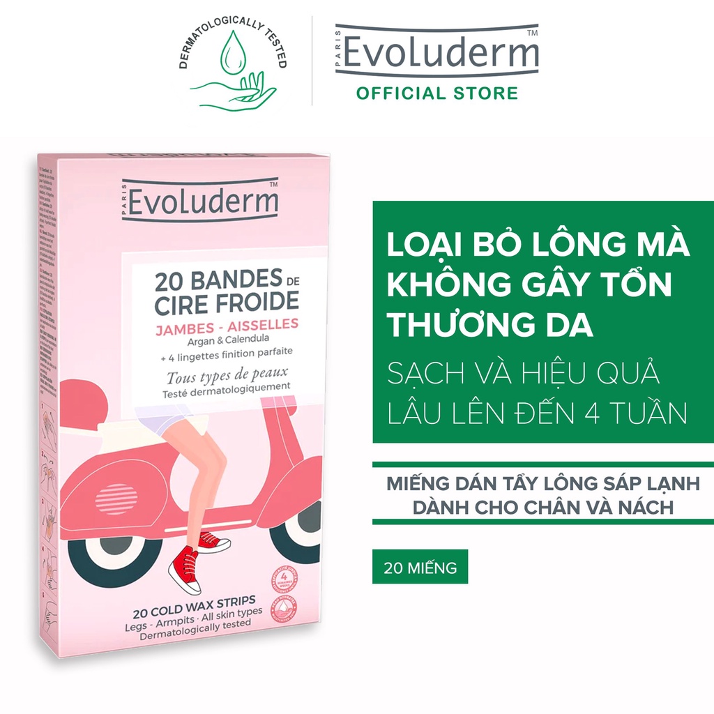 Tẩy lông Evoluderm dạng miếng dành cho chân tay 20 Miếng