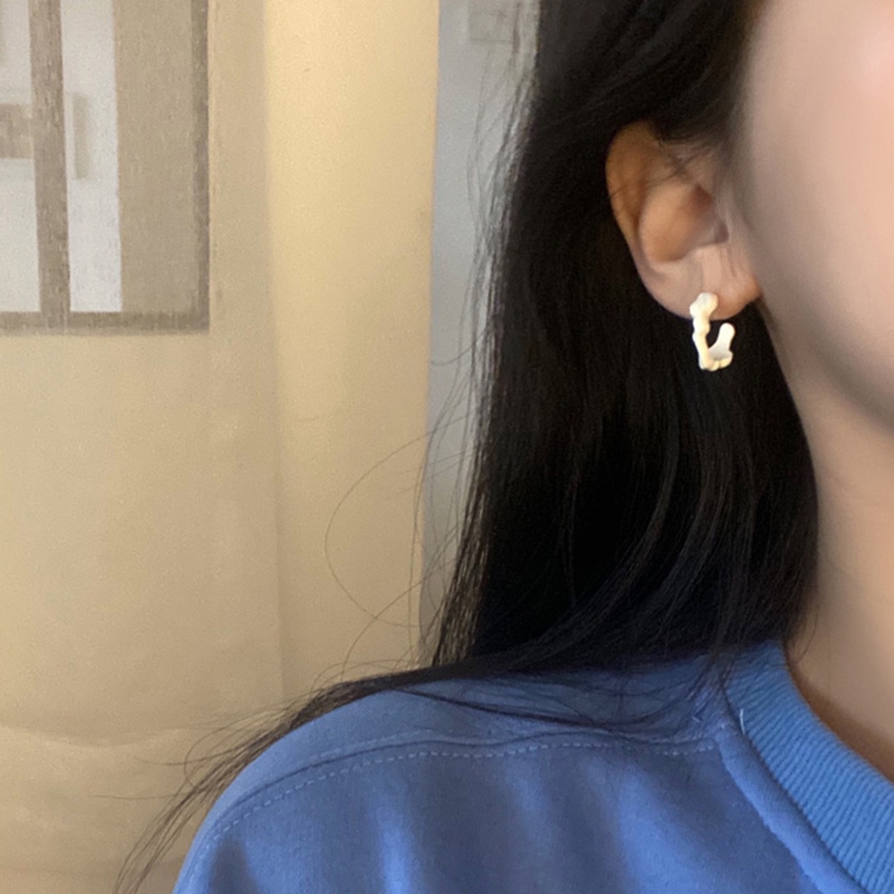 Bông tai S925 hình chữ C thời trang cho nữ Yanqueens Trang sứ Quà tặng