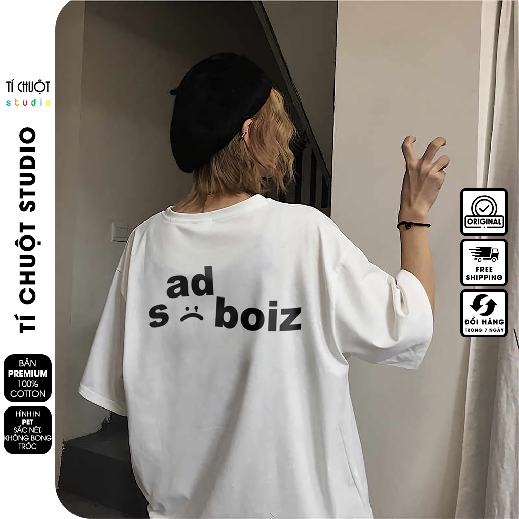 Áo thun sadboiz nam nữ, áo phông unisex phản quang sadboiz tay lỡ form rộng  - Tí Chuột Studio