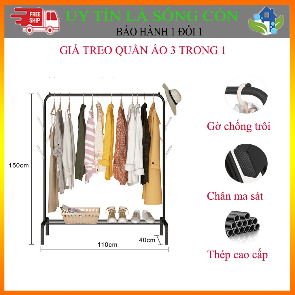 (ĐẸP-SANG-TIỆN LỢI) Giá treo quần áo kèm chân đế để giày dép, Giàn phơi quần áo khung thép sơn tĩnh điện ENTROPY