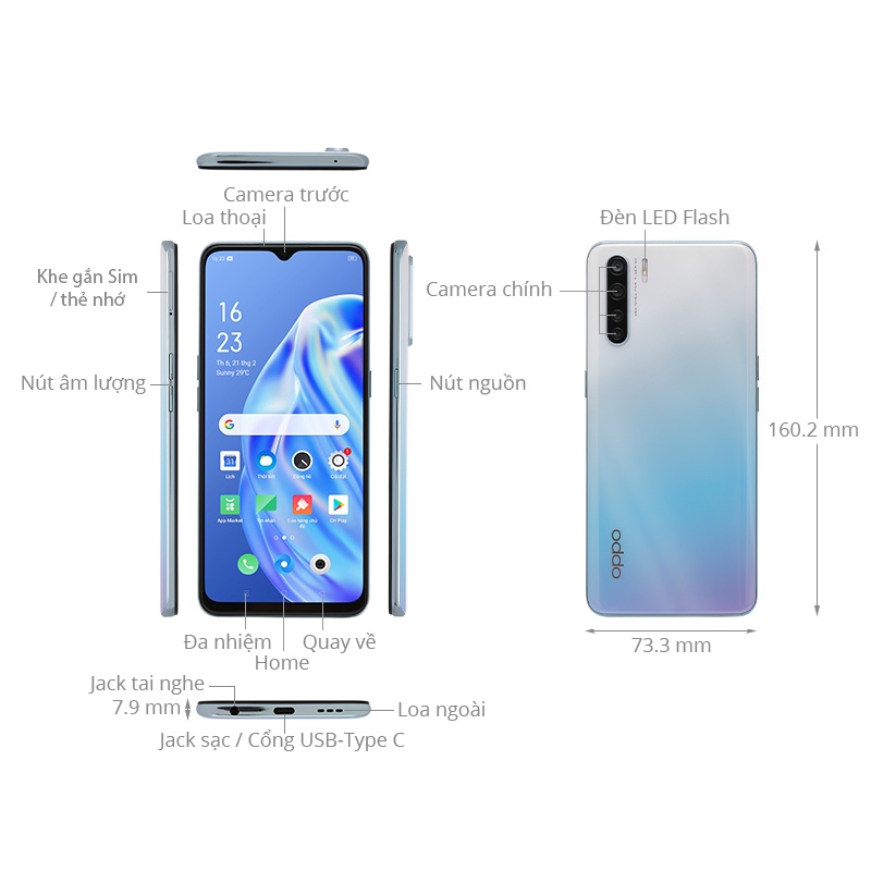 Điện thoại Oppo A91 ram 8g/128gb máy mới 99% chính hãng
