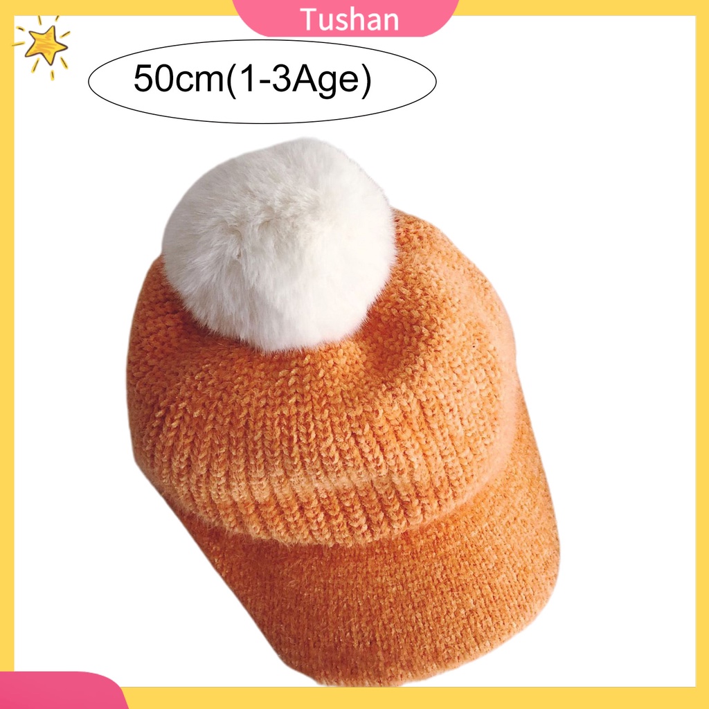 Mũ cotton mềm vành ngắn màu trơn chống gió thời trang mùa đông cho bé