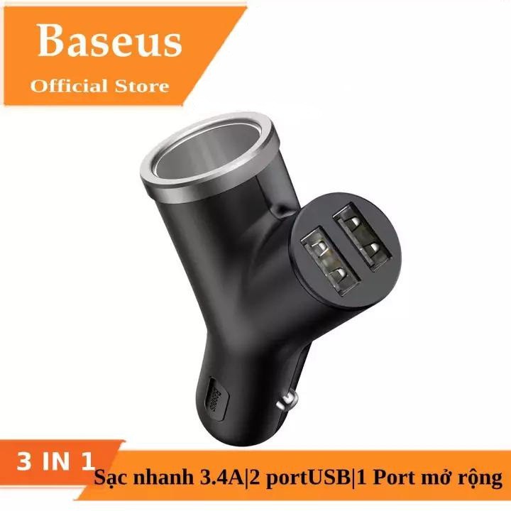 CỦ SẠC XE HƠI 2 CỔNG BASEUS Y TYPE CHIA TẨU 40W CHÍNH HÃNG [NEW 100%]