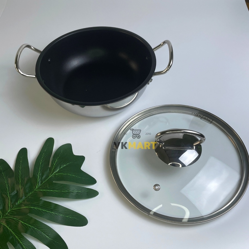 Nồi inox kho cá, chống dính, 3 đáy, dùng cho mọi loại bếp
