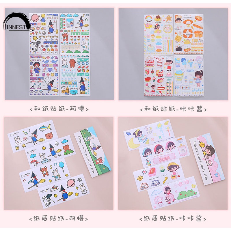 Set 4 Miếng Dán Trang Trí Sổ Tay DIY Hình Thỏ Bunny Dễ Thương