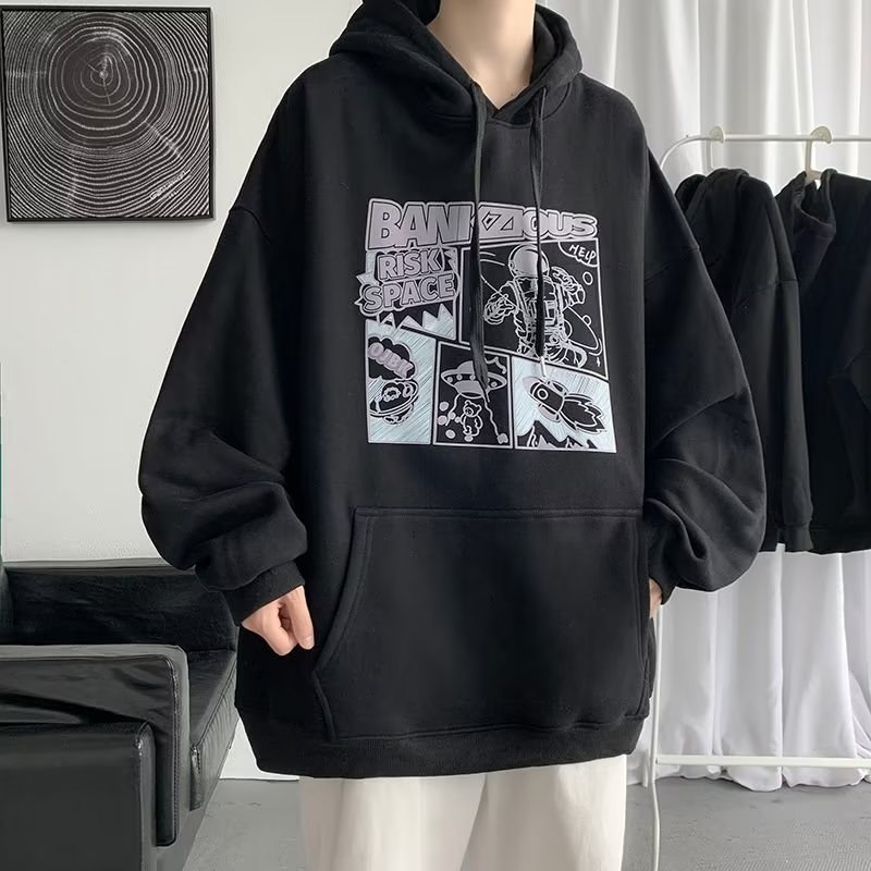 Unisex Pattern áo hoodie mũ bigsize áo hoodie form rộng thời trang hàn quốc áo khoác hoodie nam