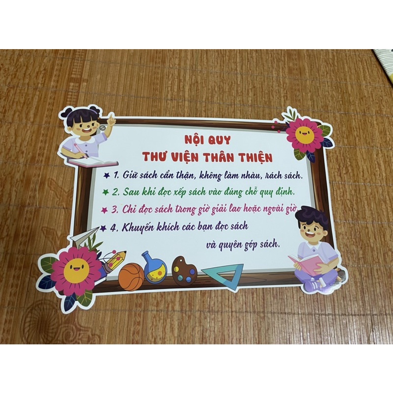 Nội quy thư viện thân thiện nâu