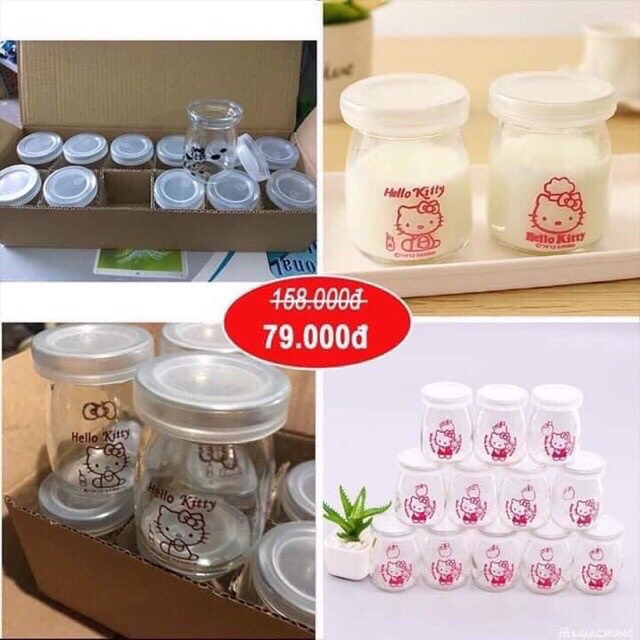 Combo 10 lọ thuỷ tinh đựng sữa chua caramen