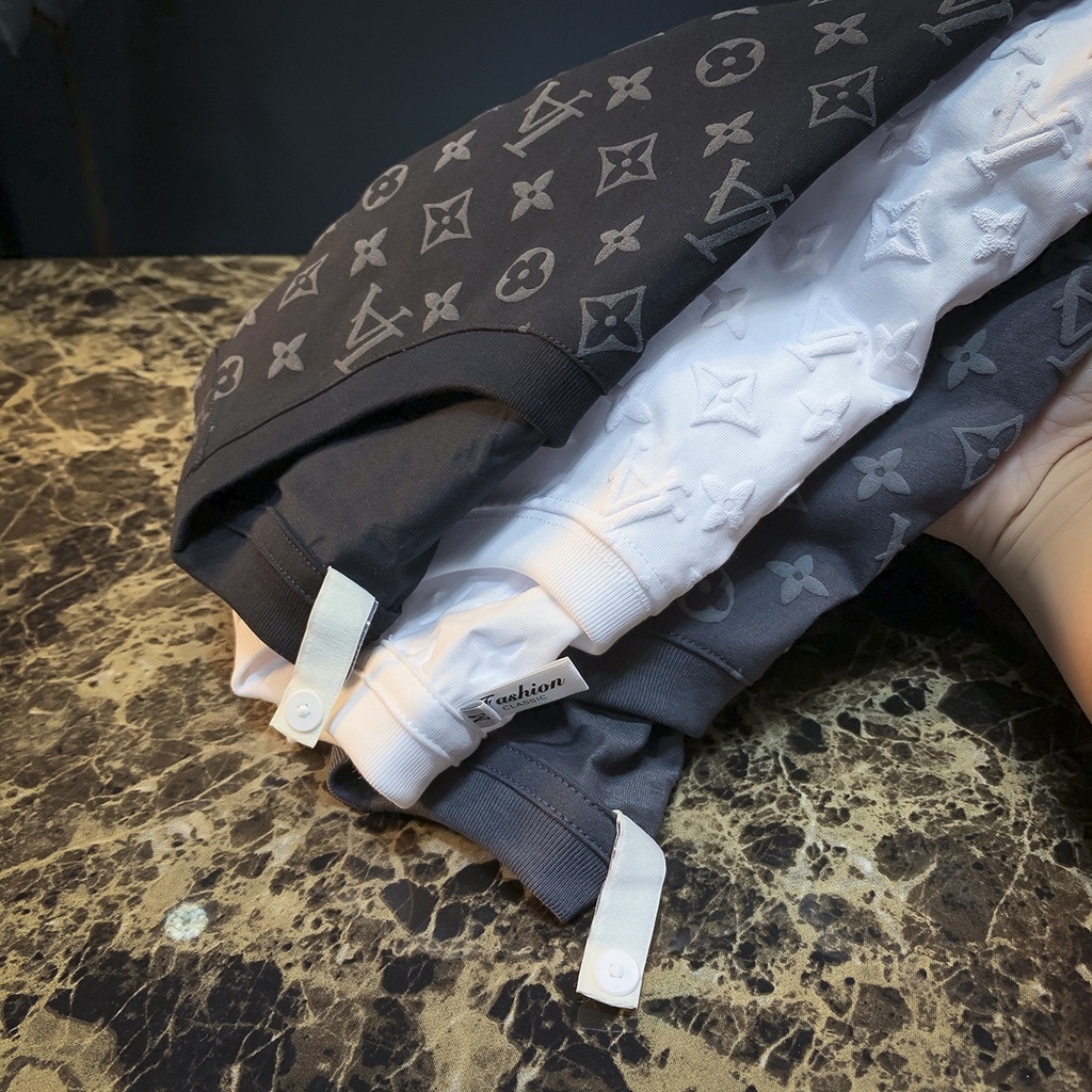 Áo Phông LV Trơn In Chìm ❤ Áo Thun Tay Lỡ Logo Chất Cotton Dày Dặn NVA172