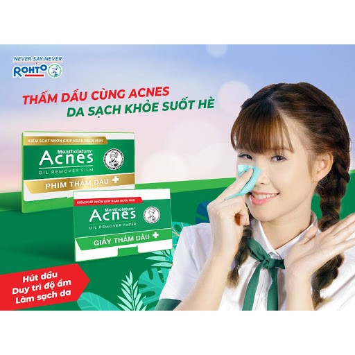 Phim Thấm Dầu Acnes Oil Remover Film 50 tờ, Kiểm Soát Nhờn Ngăn Ngừa Mụn - HT076