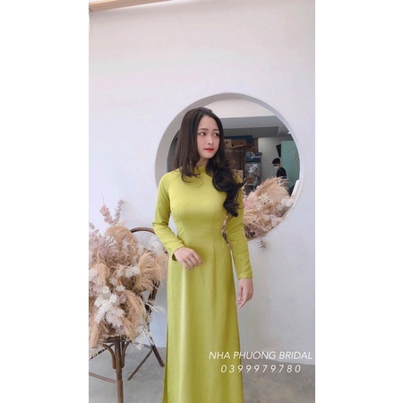 Áo Dài Truyền Thống Lụa Tây Thi May Sẵn Màu Xanh Cốm_Nhã Phương Bridal