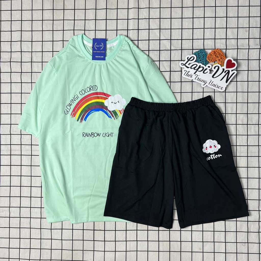 Đồ Bộ Thun Mặc Nhà Form Rộng Unisex Mẫu Rainbow -Lapi VN