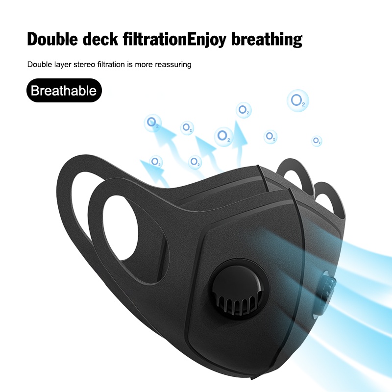 Khẩu trang chống bụi PM có 2 van thở - Màu Đen polyurethane double breathing Màu đen 1pcs Khẩu trang