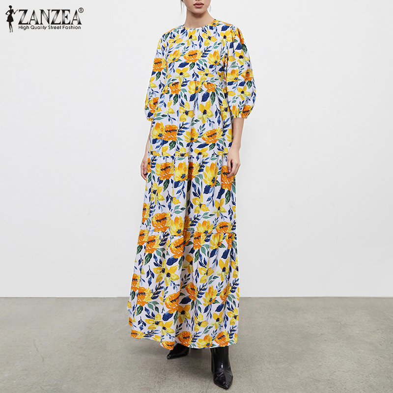 Đầm maxi ZANZEA tay phòng in hoa thanh lịch cho nữ | BigBuy360 - bigbuy360.vn