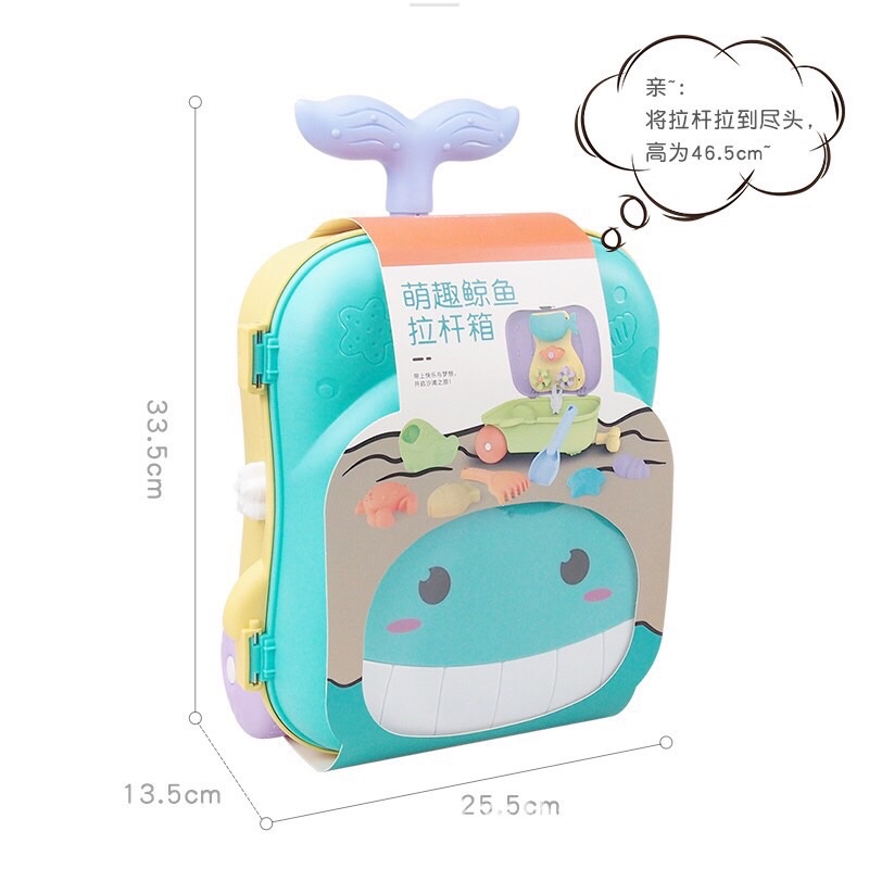 Đồ chơi nhà tắm , vali xúc cát hình con vịt, cá heo 8,9 chi tiết