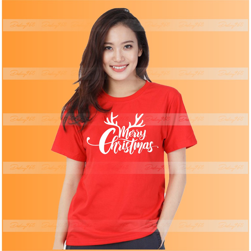 Áo thun in Merry Christmas, Áo thun Giáng sinh đẹp, Áo thun NOEL - GIÁNG SINH Cao Cấp, Áo thun COTTON 100% màu đỏ