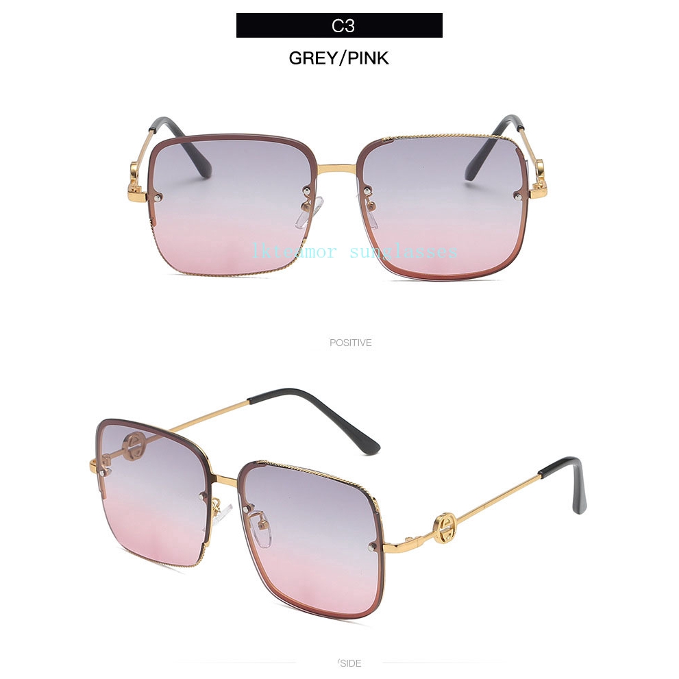 Kính mát vuông gọng kim loại chống tia UV400 cho Nữ