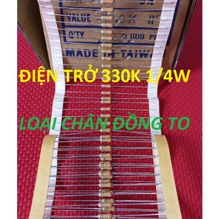 [100 CON] Điện Trở 330K 1/4W 5% Loại Chân To Bằng Đồng