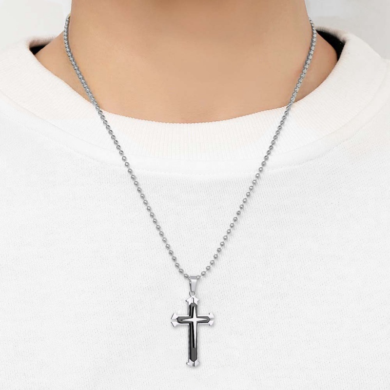 Vòng cổ mặt hình thánh giá mạ vàng/bạc cho nam