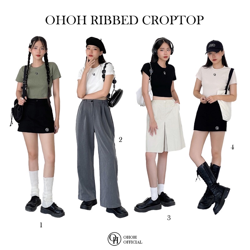 Áo croptop thun gân OHOH