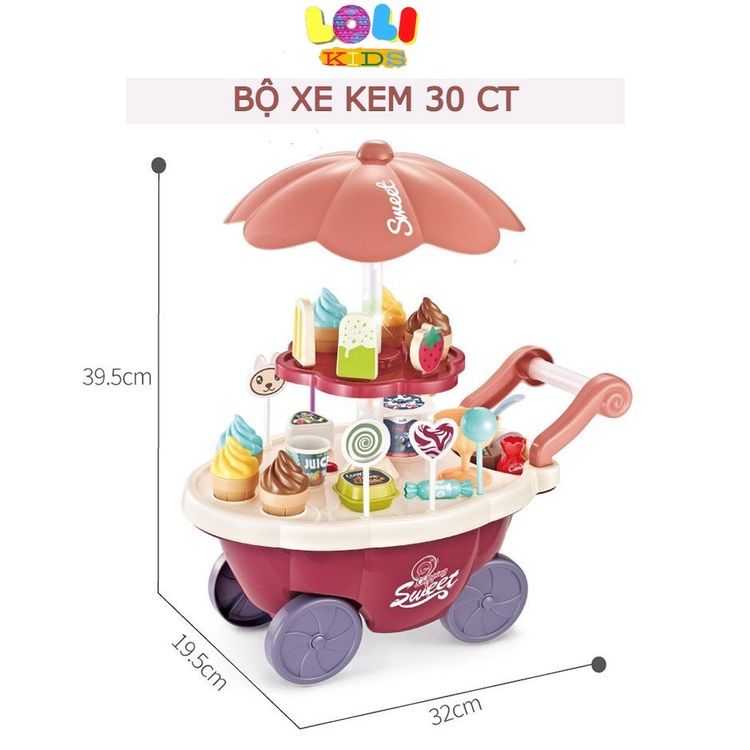 Bộ Xe Kem, Xe Đẩy Bán Kem và Phát Nhạc