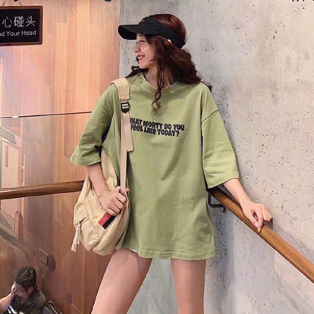 MS126 Áo thun nữ tay lỡ xanh mint in chữ unisex size m,l 45kg - 70kg DTL