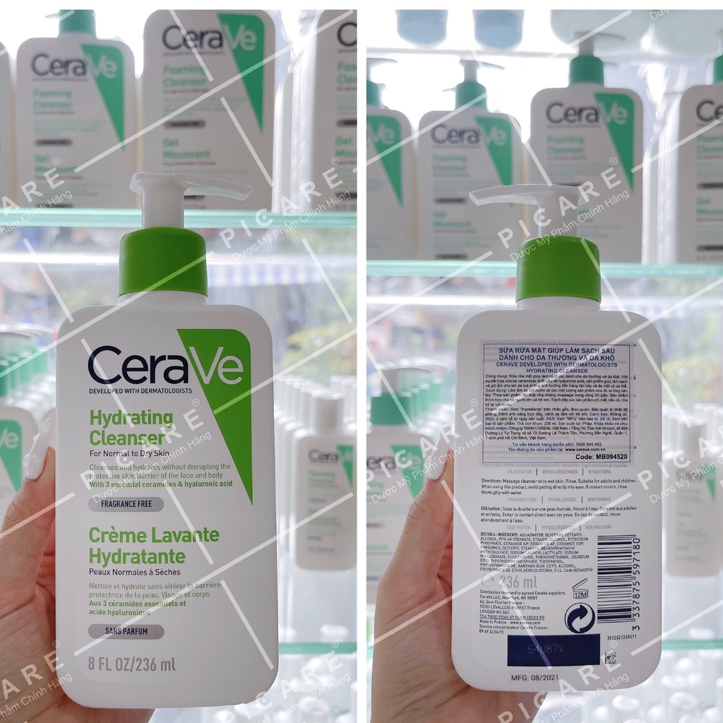 Sữa rửa mặt dành cho da thường đến da khô CeraVe Hydrating Cleanser