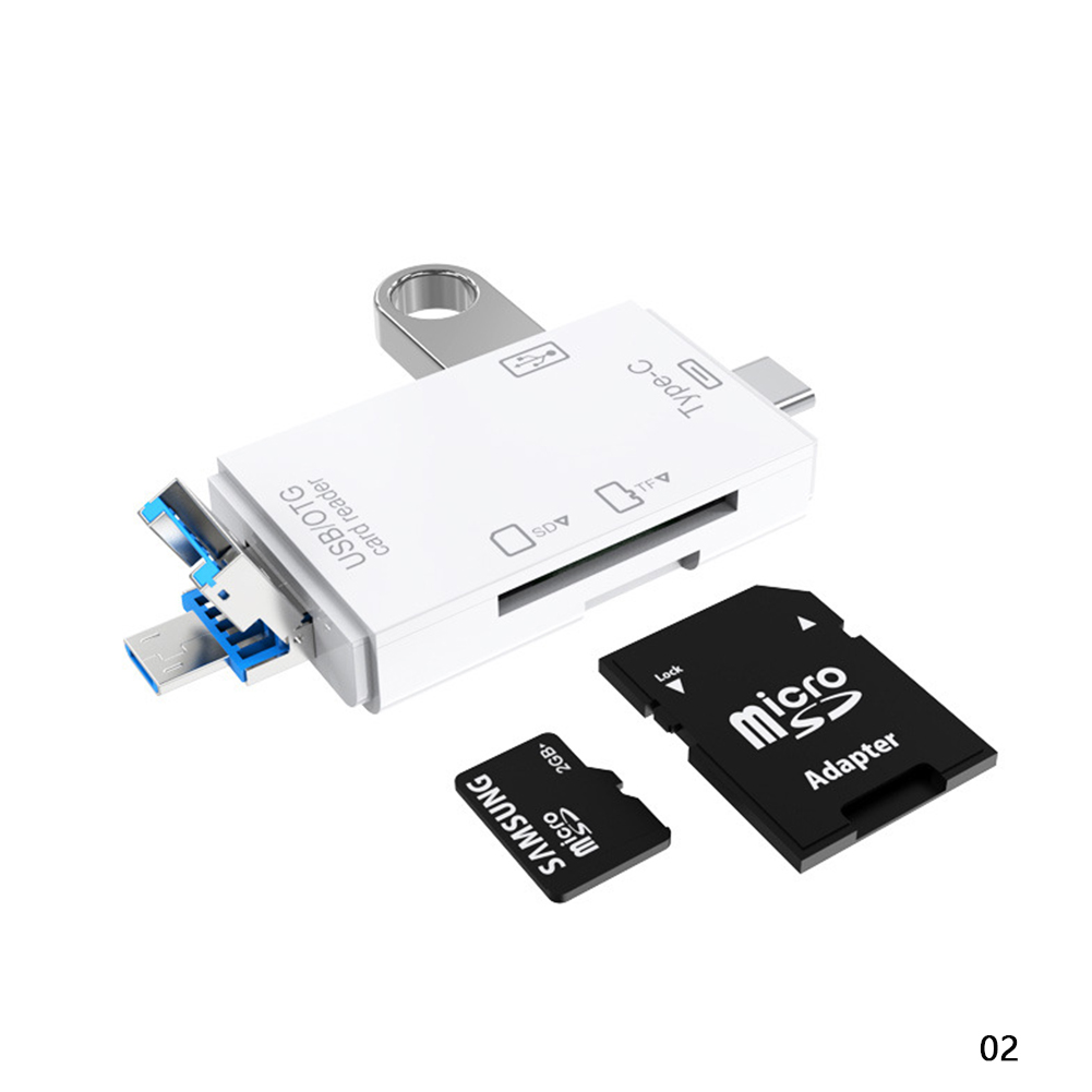 Type-C & Micro USB 6 trong 1 Đầu đọc thẻ OTG Ổ đĩa flash USB2.0 Universal OTG TF / SD Card tốc độ cao