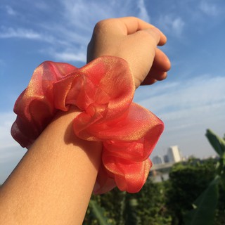 {Ảnh thật} cột tóc vải scrunchies von lụa ánh kim