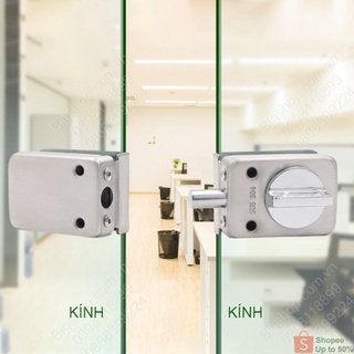 Chốt cửa kính cường lực không khung làm bằng inox 304, vặn chốt để khóa bên trong, Loại Kính-Kính (HC305)