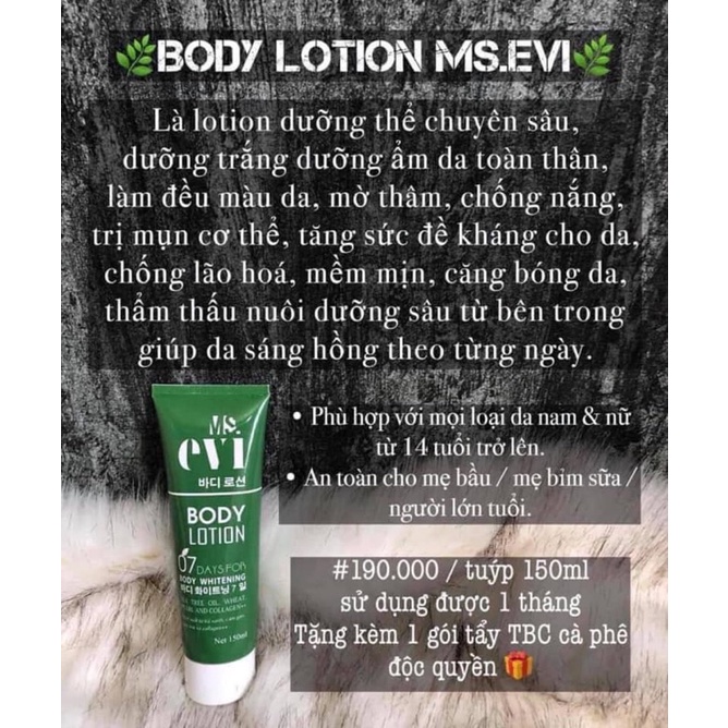 Kem body dưỡng trắng x5 MsEvi 150ml