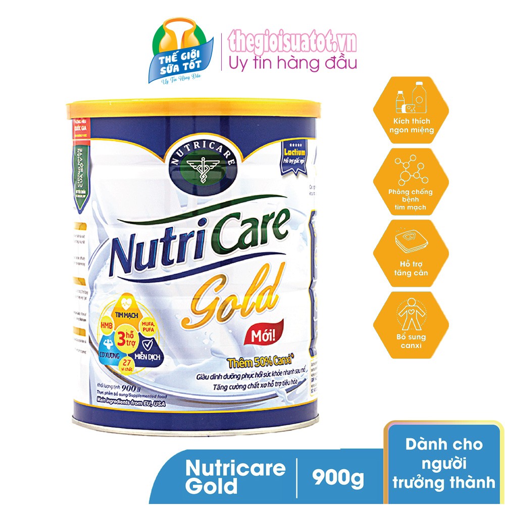 Sữa Nutri Care Gold Dinh dưỡng Hoàn hảo cho người lớn tuổi 900g