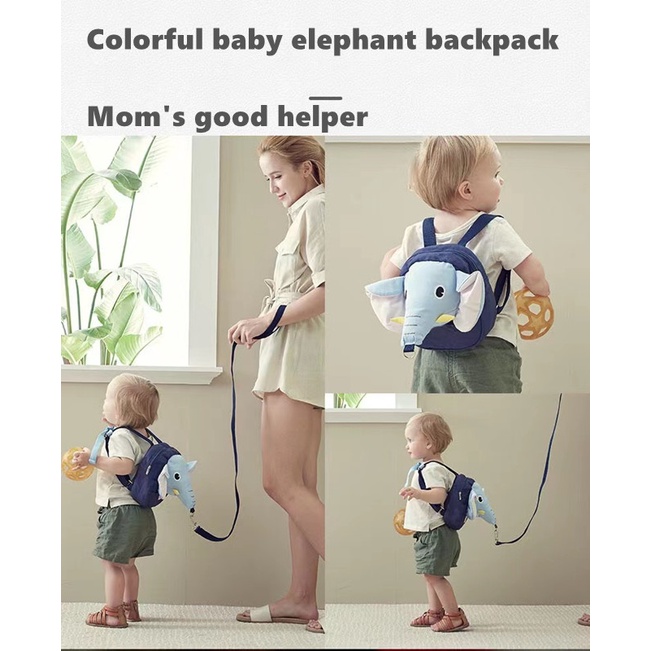 Ba Lô Chống Thất Lạc Hình Chú Voi Hoạt Hình Dễ Thương Xinh Xắn Cho Bé 1-3 Tuổi