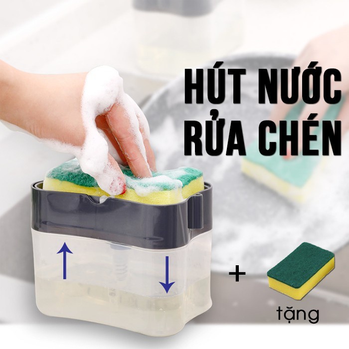 Hộp đựng nước rửa chén 2in1 ( TẶNG KÈM MIẾNG RỬA CHÉN)