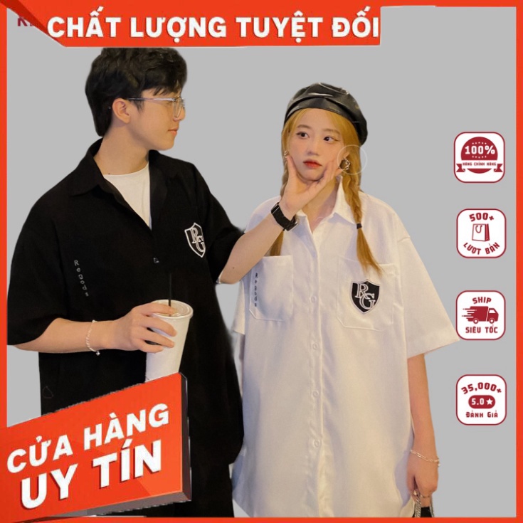 Áo Sơ mi Tay Ngắn Thêu School REGODS Unisex Form Rộng ( SCHOOL SHIRT ) - Hàng nhập khẩu