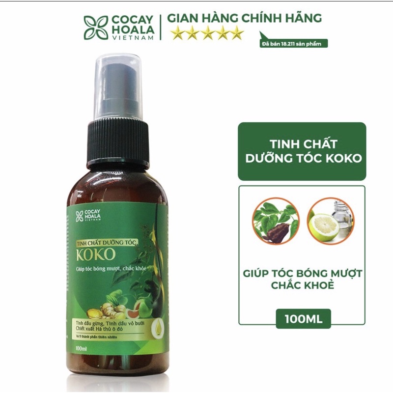 Xịt dưỡng tóc thảo dược KOKO, Hà Thủ Ô, Gừng, và tinh dầu Bưởi